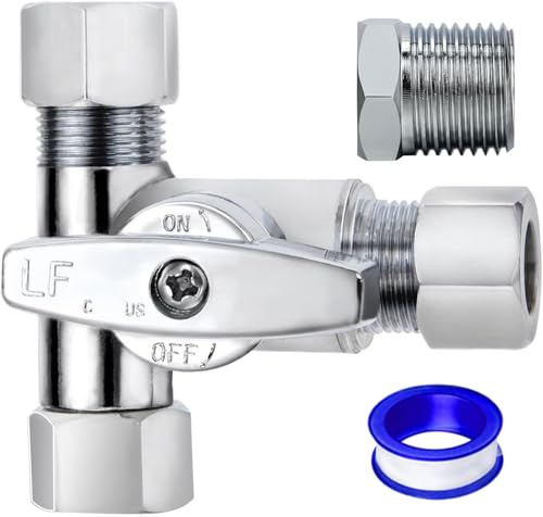 Breezliy 1pc Metal Brass Tube Fitting,Add-A-Tee 3-Way Compression Fitting 3/8-3/8-3/8 Tee Stop Valve 1Pack