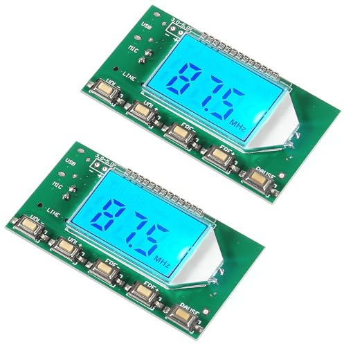 XIITIA 2pcs DC 3V-5V FM Transmitter Module Stereo FM Transmitter DSP PLL 87-108MHz Stereo Digital Wireless Microphone Board Multi-Function Frequency Modulation with LCD Display Line/USB/Mic Input