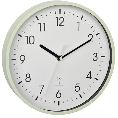 TFA Dostmann Orologio analogico da parete, 60.3550.04, radiocontrollato, murale, analogico, per ufficio, casa, regalo, 245 x 42 x 245 mm, colore menta