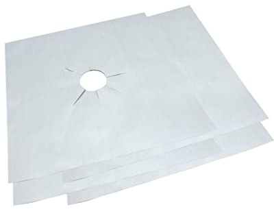 Homoyoyo Revêtement Protecteur Pour Plaque De Cuisson à Gaz 2 Pièces Argenté, Feuilles Antiadhésives Réutilisables Trou Central Pour Brûleur, Protection Solide Pour Four à Gaz