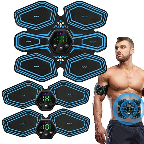 Abs Stimulator,6 lägen 19 nivåer Ab-bälte med 10 st gratis gelkuddar | Flexibel abs muskeltoner, bärbar abs toner muskelstimulator för armar, axel, rygg Weiting