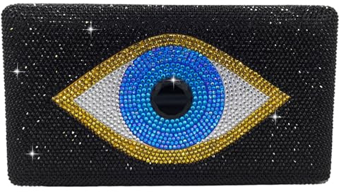 Boutique De FGG Böses Auge Damen Strass Handtaschen Kristall Clutches Abschlussball Party Abendessen Clutch Geldbörse,Mini
