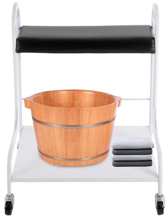 SOLOCJNL Beauty Salon Chariot à roulettes pour ongles ou bain de pieds Spa cosmétique portable avec coussin pour les pieds, capacité de poids de 220 lb pour repose-pieds, pédicure, manucure, fonction