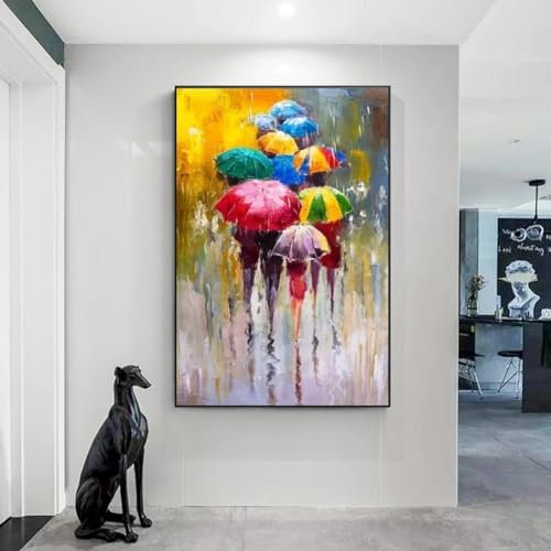 Abstrakte Mädchen mit Regenschirm, Ölgemälde, Druck auf Leinwand, Kunst, Poster und Drucke, moderne Wandkunst, Bilder, Heimdekoration, 80 x 120 cm, rahmenlos