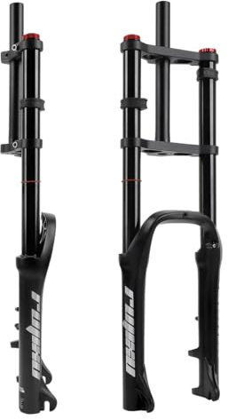 BSFHQS 20 Zoll Fatbike Federgabel 4.0 Reifen Scheibenbremse 120mm Federweg Mountain Front Gabel Luftgabel 1-1/8 Zugstufe Einstellbar 9mm QR E-Bike Vorderradgabel Für Snow Beach BMX(Black)