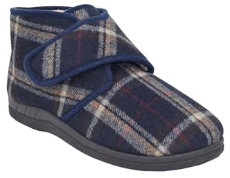 Chums Men's Fleece Lined Wide Fit Boot Slippers Adjustable Strap, Cosy Insulated Fleece Interior & Easy Touch Fasten