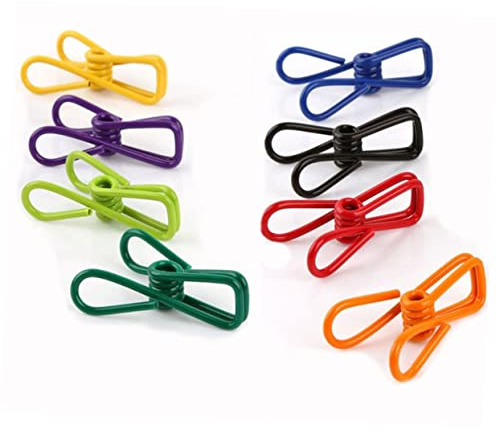 OFFSCH Wetterfeste Wäscheklammern zum Aufhängen von Kleidung und Handtüchern 10 Stück aus Edelstahl und PVC Robuste Mehrzweck Clips Zufällige Farbe für Haushalt und Küche