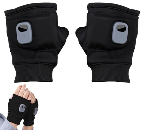 EagerMinds Beheizte Handschuhe Fingerlos für Frauen Mann, USB Beheizte Handschuhe, 2000mah Wiederaufladbare Beheizte Handschuhe ohne finger,Arbeit Touchscreen Handschuhe für Damen Herren (Schwarz)