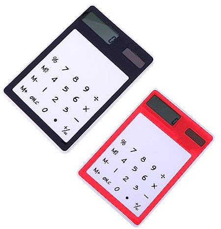 NUOBESTY Calculatrice à Écran Tactile Compacte Lot De 2, Ultra-Plate, Transparente Noir Et Rouge, Portable pour Usage Scolaire Et Bureau