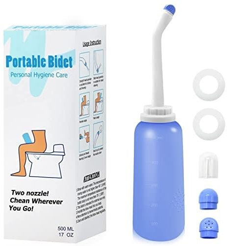 RMS Universal Portable Bidet for Toilet UK - 500ml Travel Bidet Sprayer, Postpartum Essentials & Hospital Bag Must-Have, Eco-Friendly Peri Bottle for Women, Men, Travel, Outdoor & Post-Surgery Hygiene