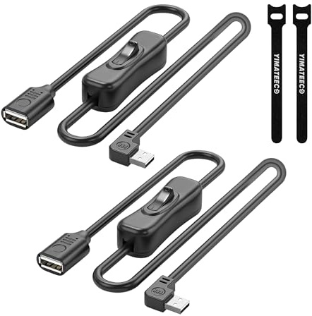 USB Schalter Kabel USB-Winkelstecker 90 Grad Typ A 2.0 Stecker auf Buchse Kurz Verlängerung Kabel mit Ein-/Aus Schalter Unterstützt Datenübertragung für PC Laptop, LED Streifen (Rechts, 0,3M, 2Stü)