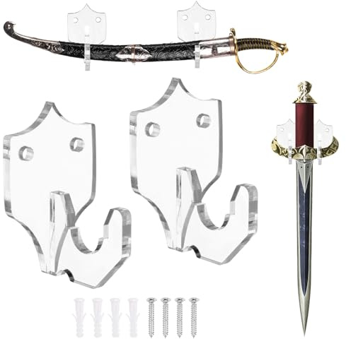 sourcing map Schwerthalter, Wandhalterung, Schwertständer, Acryl, Wand-Schwert-Aufhänger mit Montagewerkzeugen für Messer, Kampfsport, Schwert-Platzierung, transparent, 2 Stück