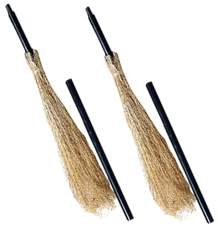 DEARMAMY 2pezzi Scopa di Halloween in Decorazione per Feste di Accessorio per Cosplay Scopa da Strega per Halloween Oggetto di