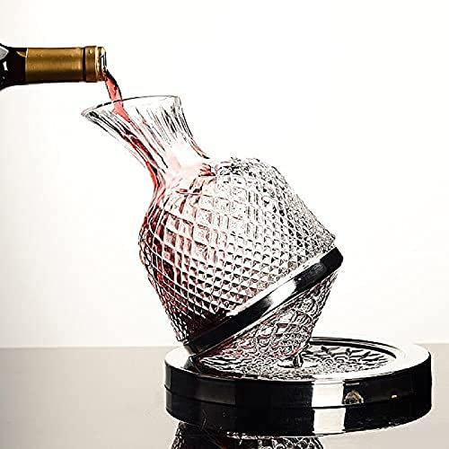 Caraffa decanter per vino, aeratore e sfiato per vino rosso, contenitore in vetro cristallo senza piombo per gli amanti del vino, design rotante e vorticoso