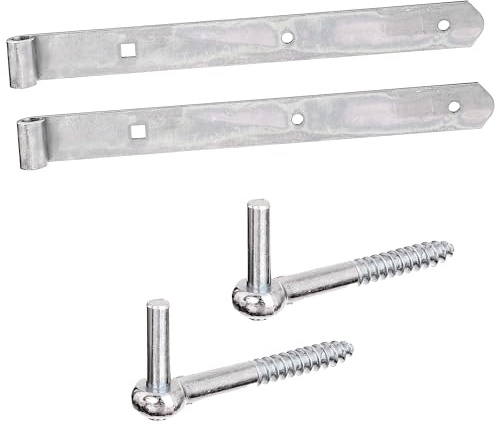 siwitec Ladenband 300 mm, 2er Set mit individuell einschraubbarem Kloben, gerade/abgerundet, Ø10 mm, witterungsbeständig, Torband, Türband Gartentor, Torscharnier