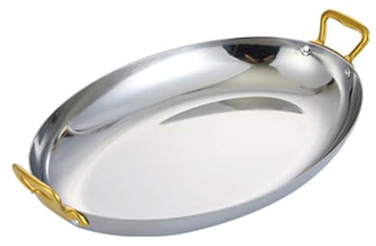 Batterie de cuisine ovale pour fruits de mer – Poêle en acier inoxydable avec deux poignées pour la maison, le restaurant ou le camping