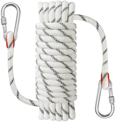 NorthPada Kletterseil Haken aus Nylon für den Außenbereich, 10 mm x 3 m, Reflektierend Weiß, Schwimmend, für Klettern, Baumpflege, Schaukeln, Bootfahren, Angeln, Rafting, Wandern und Baumpflege