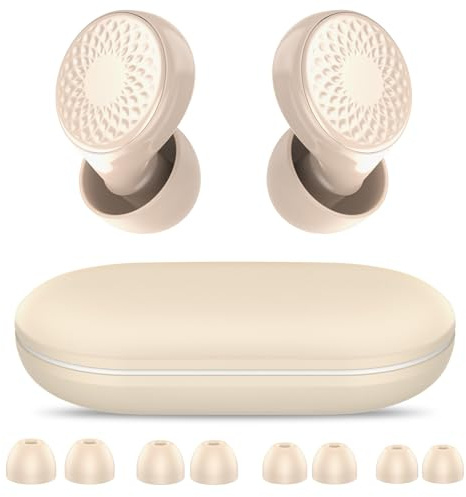 Tapones Oidos Ruido Dormir, 45 dB,Suaves y Reutilizables, Protección Auditiva con 8 Auriculares en 4 Tamaños (XS/S/M/L), y Bolsa de Transporte, para Dormir, Conciertos, Trabajo, Estudio, Viajes, Beige