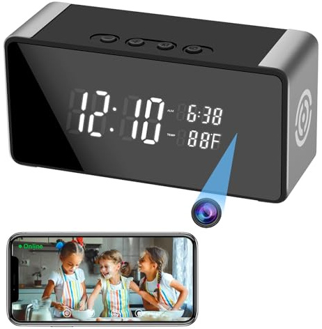 JOOKACE Spy Camera Clock with Video and Audio Recording, 4K WiFi H/idden Camera for Home