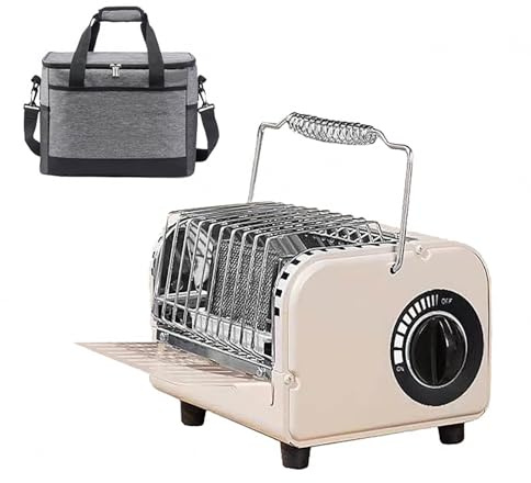 3 in 1 Stufa da Esterno Compatto, Leggero e Portatile, Stufa Gas Campeggio Borsa Portaoggetti Inclusa, Riscaldamento Acqua bollente Cottura,Khaki