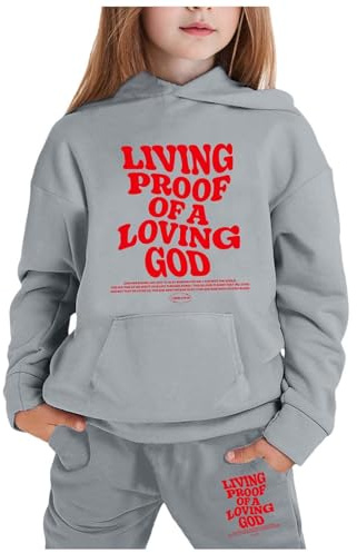 Set di Abbigliamento per Bambine con Cappuccio e Maniche Lunghe per attività All'Aperto e Tempo Libero (Grey, 12-13Years)