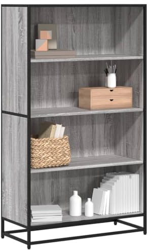 Mimdixy Aktenregal Standregal Büroregal Dekoregal,Bücherregal Grau 80,5x35x139 cm Holzwerkstoff,Für Wohnzimmer,Schlafzimmer,Büro,Eckregal Platzsparend