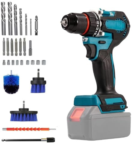 18V Akku Schlagbohrschrauber Set kompatibel mit Makita Akku, Akku Bohrmaschine mit 24tlg Zubehör Drill Bit, 13 mm Bohrfutter, 50 N.m Drehmoment Max, für Reparatur und DIY (ohne Akku & Ladegerät)