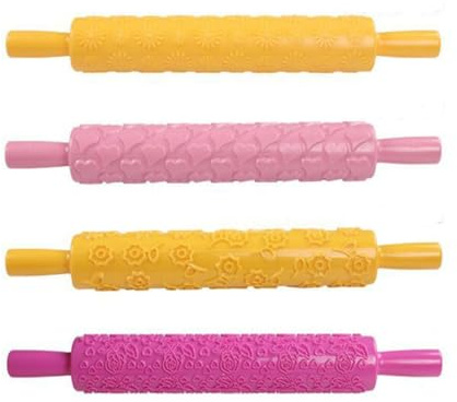 TOYANDONA Mattarello per Pasta Motivo in Rilievo 5 Pezzi in Plastica Alimentare Strumento per Decorazioni Torte e Pasta di Zucchero Accessori Cucina Fai da Te