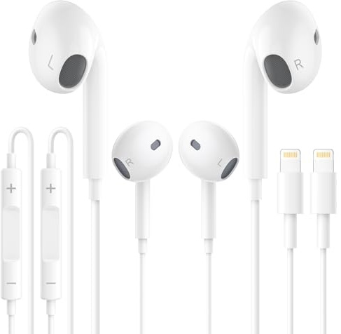 Sftoep In Ear Kopfhörer mit Kabel, MFi-Zertifiziert, HiFi Stereo Audio, mit Mikrofon und Lautstärkeregler, kompatibel mit iPhone 14/14 Pro/13/13 Pro/12/11/SE/XR/XS/X/8/7, 2 Pack