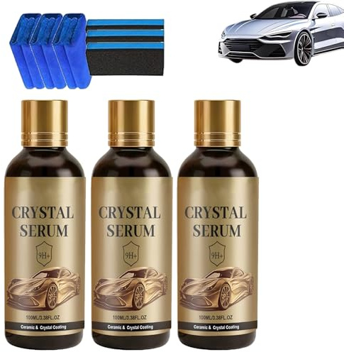 PTZ Crystal Serum, Car Ceramic Coating Agent, 9H+ Härte Profi Keramikversiegelung Auto,Graphen-Keramikbeschichtung,Nano-Hydrophobe Keramik Versiegelung,Lang anhaltender Glanz für Autos,Motorrad (3PC)