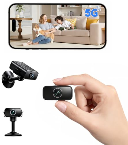 Mini Kamera, 4K Überwachungskamera Innen Live, WLAN 2,4/5G-MattSchwarz | Kamera Überwachung Innen Akku, Nachtsicht, Intelligente Bewegungserkennung, minikamera live übertragung handy für Haus