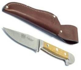 Güde Jagdnicker, Jagdmesser, Griff aus Olivenholz mit gratis Lederscheide