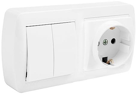 SOLERA BASE SCHUKO BIPOLAR CON TT LATERAL, DOBLE CONMUTADOR Y CON OBTURADOR 148X72X42MM S. MURAL