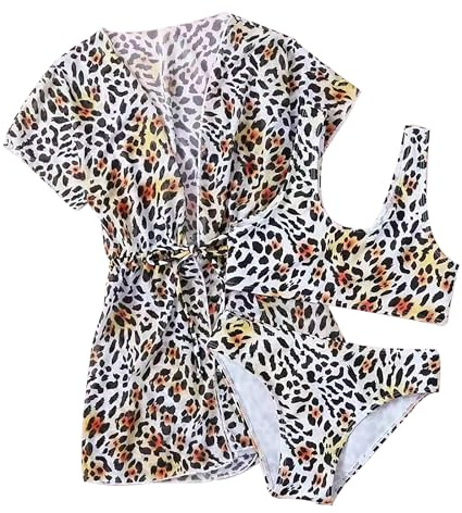 ESORNUG Kinderbadeanzug Mädchen Sport Schnell Trocknen Badeanzug Bademode Schwimmen Leopard Badeanzüge Schwimmkleid Badeshirt Oberteil Bade Bekleidung Strandkleidung Badeanzuge