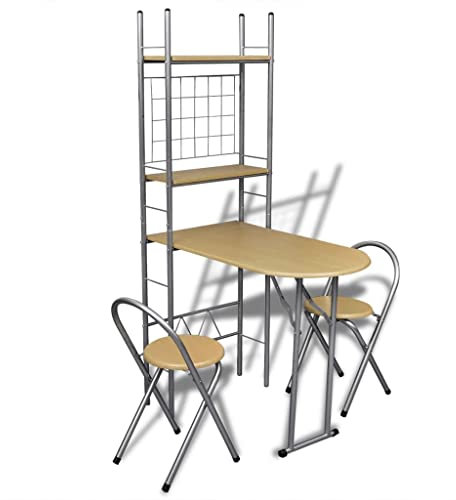 ZENFEKU Klappbares Set aus Bartischen und Stühlen für die Küche, Esszimmer-Tisch mit hoher Theke und Thekenhöhe für 2 Gedenktage