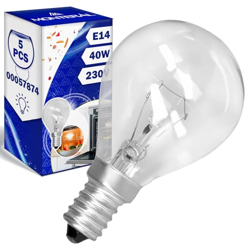 MONTERAL 5 Pièces Ampoule Four E14 40W 230V 300°С avec le Code Original 00057874 057874 pour Bosch pour Siemens 5027989000/3 50279890003 pour Electrolux pour AEG