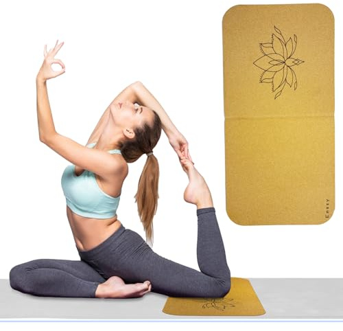 Enssy Almohadilla de corcho para rodillas, 8 mm de grosor, plegable, ligera, para yoga, ejercicio, gimnasia, protección de suelo/silla