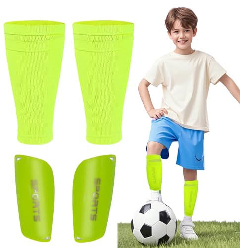 FOSDICK Espinilleras Futbol Niño, Espinilleras de Fútbol con Mangas Elásticas, Protegen Las Pantorrillas, espinilleras Futbol Pequeñas para Niños y Niñas de 6 a 12 Años