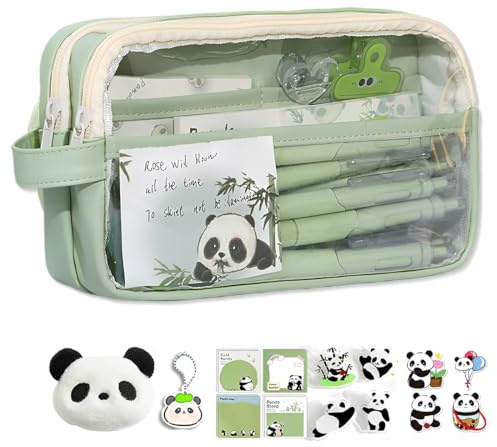 KEWUF Federmäppchen, Panda Federmäppchen, Panda schulsachen, Panda mäppchen, Federmäppchen Mäppchen, Federmappe Groß, Federmäppchen Für Kinder, Große Kapazität Pencil Case für Schule & Büro