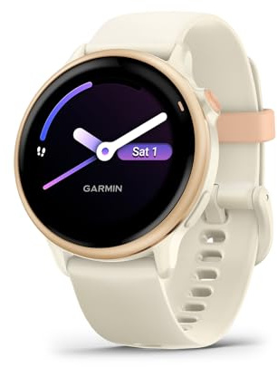 Garmin vívoactive 6 GPS 42mm Amazon Exclusive Smartwatch, AMOLED Touchscreen, All-day Health Monitoring,Fitness Features,Advanced Sleep Coaching,Music, up to 11 days battery life, Bone/Pink Dawn