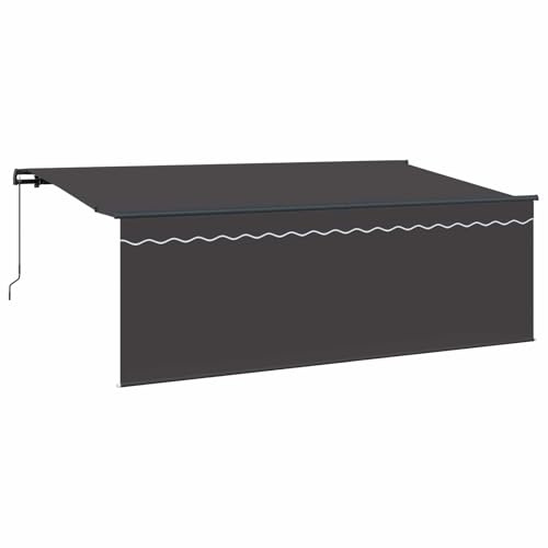 LMTYOENFG Toldo con brazo articulado, antracita, 350 x 200 cm, toldo retráctil manual de aluminio y poliéster – Protección solar estable para terraza, jardín y balcón