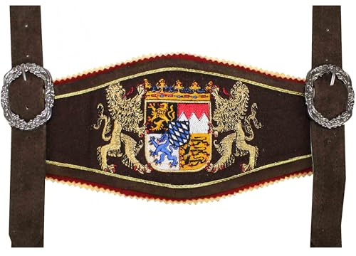 German Wear Trachten Hosenträger lederhosen mit Bayerischem Wappen-stickerei