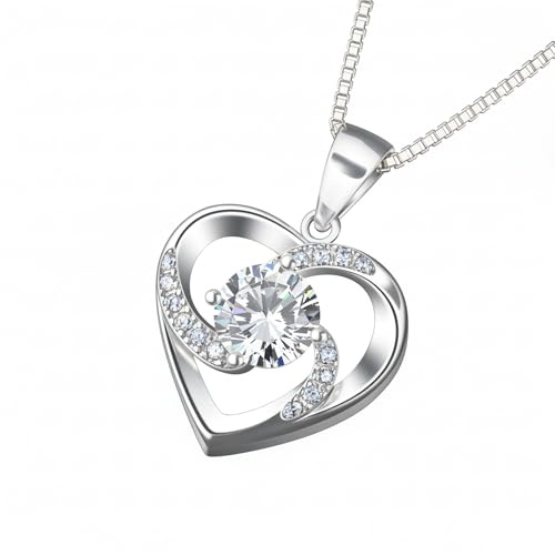 B.Catcher Collier pour Femme, Collier Cœur en Argent Sterling 925,45 CM