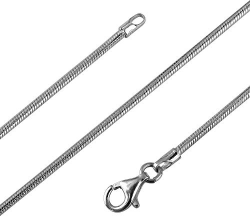 Avesano Schlangenkette Damen 925 Silber 1,6 mm – Feine Halskette 42 cm – Made in Italy – Silberkette ohne Anhänger – 101023-042