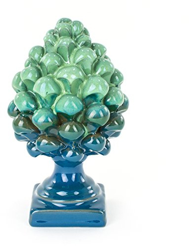 Tannenzapfen aus Keramik von Caltagirone – Blau – H 14 cm – komplett handgefertigt – 100% Made in Italy
