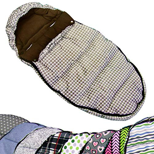 BAMBINIWELT vinterväska, fotsäck i mumiform för barnvagn, jogging, buggy eller slitta, fleece, universal, 110 cm braun weiß karriert