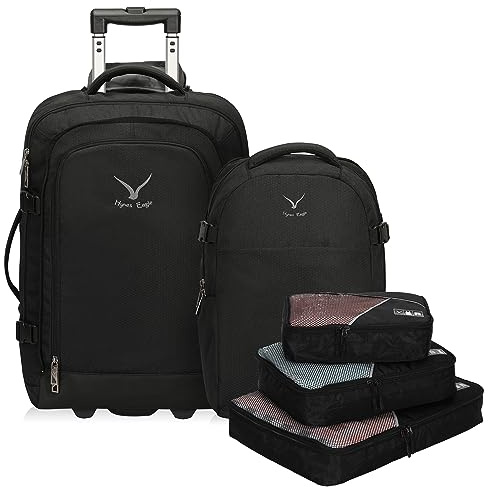 Hynes Eagle Sac à Dos à roulettes 2 en 1 Convertible, Sac à Dos de Voyage 63L, Bagages de Cabine à roulettes 43L avec Sac à Dos Détachable 20L et Cubes d'emballage