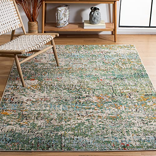 Safavieh Tapis Contemporain pour Salon, Salle à Manger, Chambre à Coucher - Madison Collection, Tapis à Poil Court, Vert et Turquoise, 122 X 183 cm