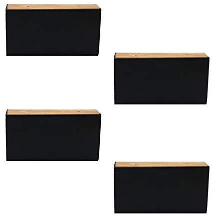 4 Stück Erhöhen Massivholz Möbelbeine,Rechteck Kiefer Möbelfüße,Holz Schrankfuß,Ersatz Sofafüße,Tischbeine,für Kommode,Couchtisch,Bett,Ottomane,Mit Schrauben und Fußpolstern(black8cm)