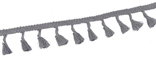 YYCRAFT Fransenband mit Quasten, 9,1 m, für Vorhänge, Kleidung, Nähen, Basteln (grau)
